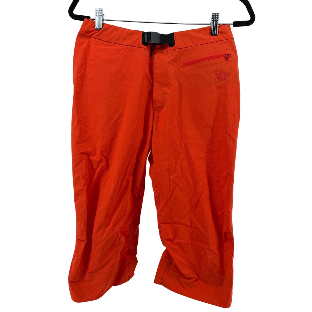 Arcteryx Womens‎ 10 Orange Hiking Capri Pants Belted Technical Outdoor Cropped